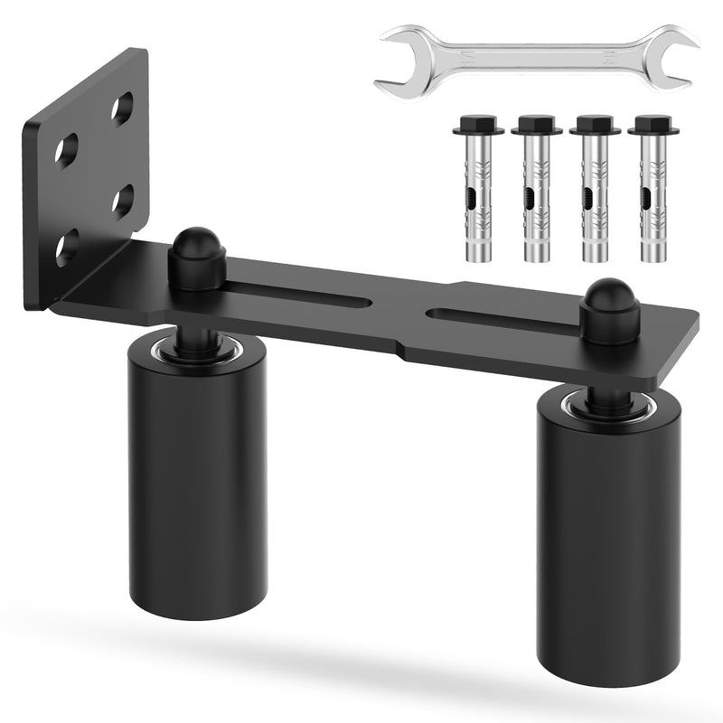 Heavy Duty Sliding Gate Guide Roller Hardware Kit, 4" Black Nylon Wheels with Steel L-Bracket, Adjustable Slide Gate Guide Roller for Rolling Door, Wood, Garage (Black-1pc, 4in) Black-1pc