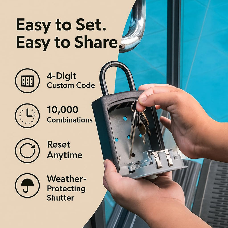Barska Combination Key Lock Box – Outdoor Wall Mount & Hanging Key Safe for Realtor, Airbnb, House Keys, Garage, Hidden Secure Storage