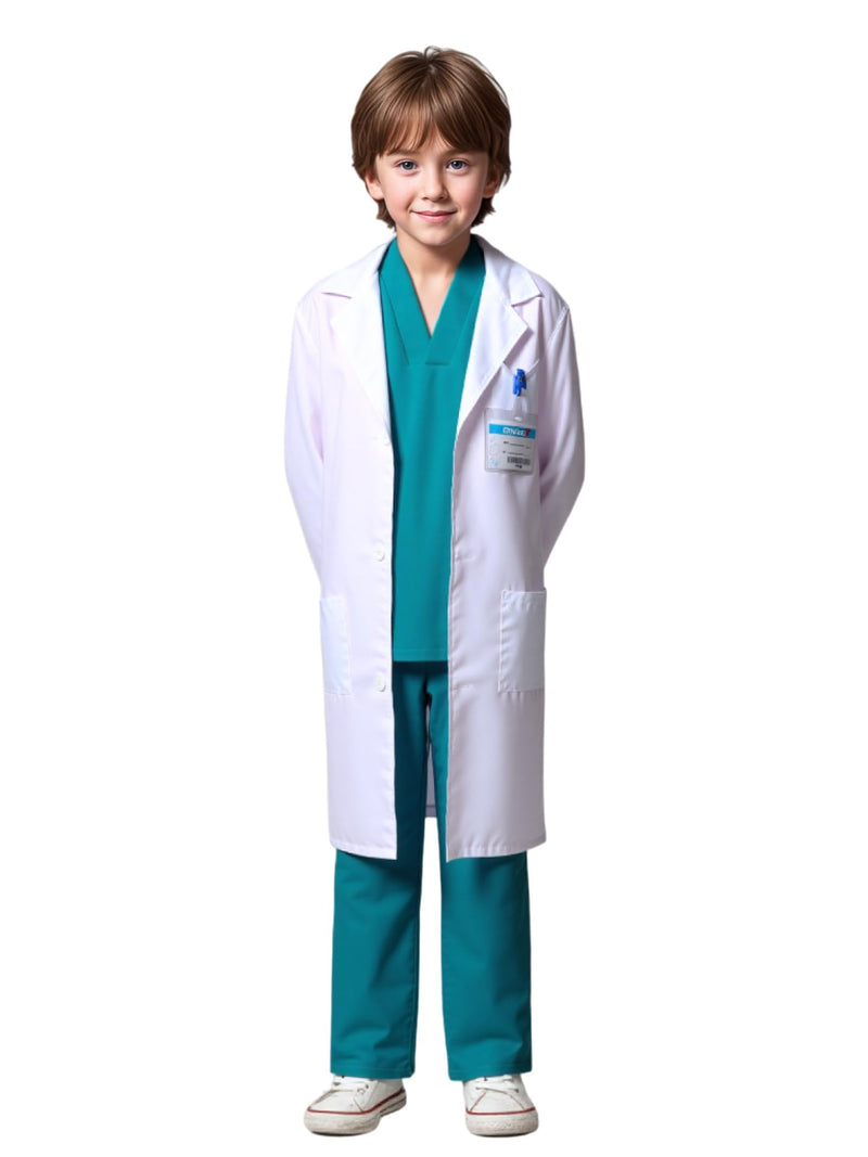 GZ-LAOPAITOU Doctor Costume for Kids Halloween Doctor Dress Up Birthday Cosplay Career Day Role Play Outfit Green 3-4 Years