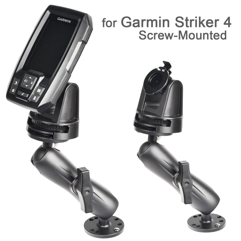 VAUBORTTI Aluminum 1.5" Ball Mount for Garmin Striker 4 Fish Finder, Tablet GPS iPad Marine Truck Use,Compatible with RAM C Size, 2 AMPS Round Plate & T-Bolt for Kayak or Boat Track Rail Mounting