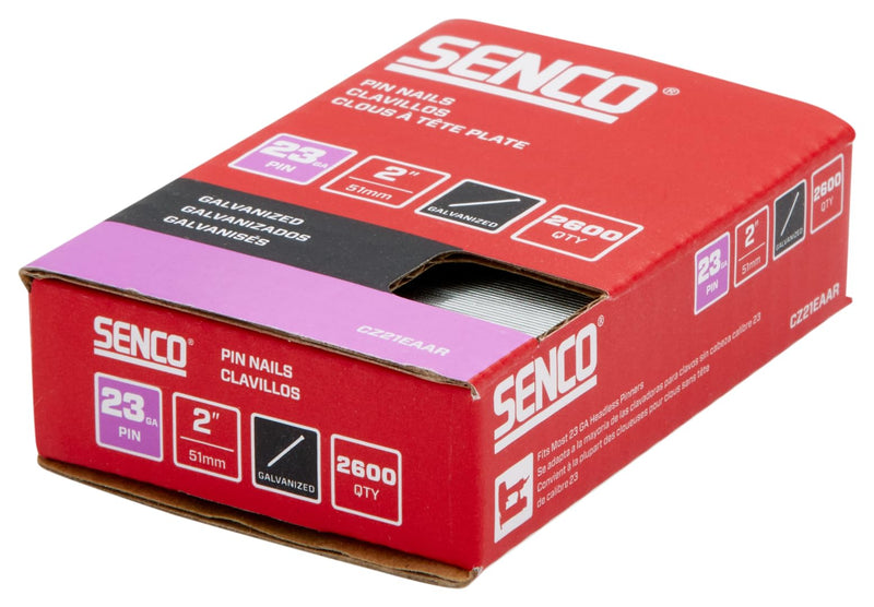 SENCO CZ21EAAR 2" 23 Gauge Pin Nails, Galvanized Finish 2,600 Count Pack