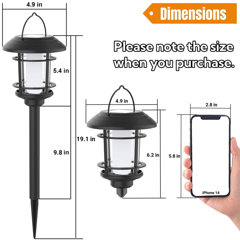 Dynaming 6 Pack Solar Flame Torch Lights Outdoor, Halloween Dual Use Flickering Flame Garden Light, Christmas Hanging Lanterns, Auto On/Off & Waterproof Lighting for Lawn Patio Yard Walkway Driveway Warm White