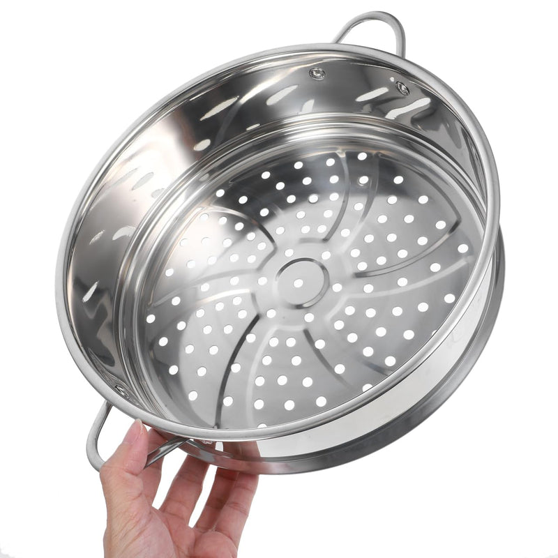 Hemoton 12 Inch Stainless Steel Steamer Basket Stackable Steamer Insert for Pots Multi-Functional Vegetable Rack for Dumplings Fish Meat Rice Cooking