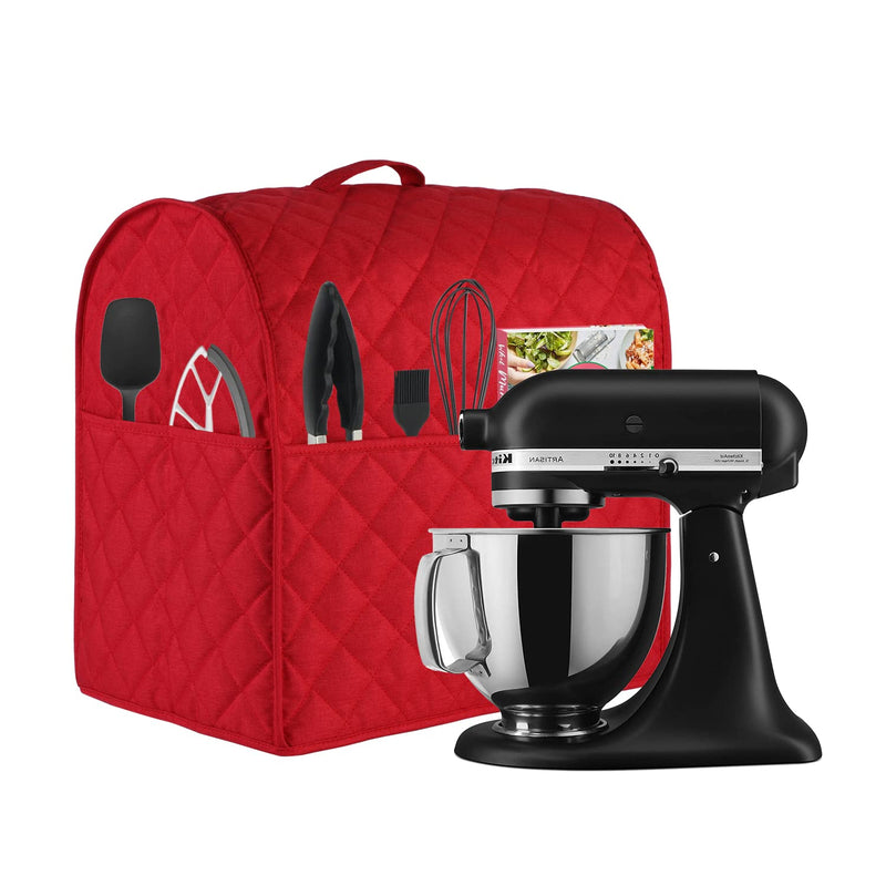 Stand Mixer Cover compatible with Kitchenaid Mixer, Fits All Tilt Head & Bowl Lift Models with 3 Organizer Bag for Accessories. (Red, For Bowl Lift 5-8 Quart) Red