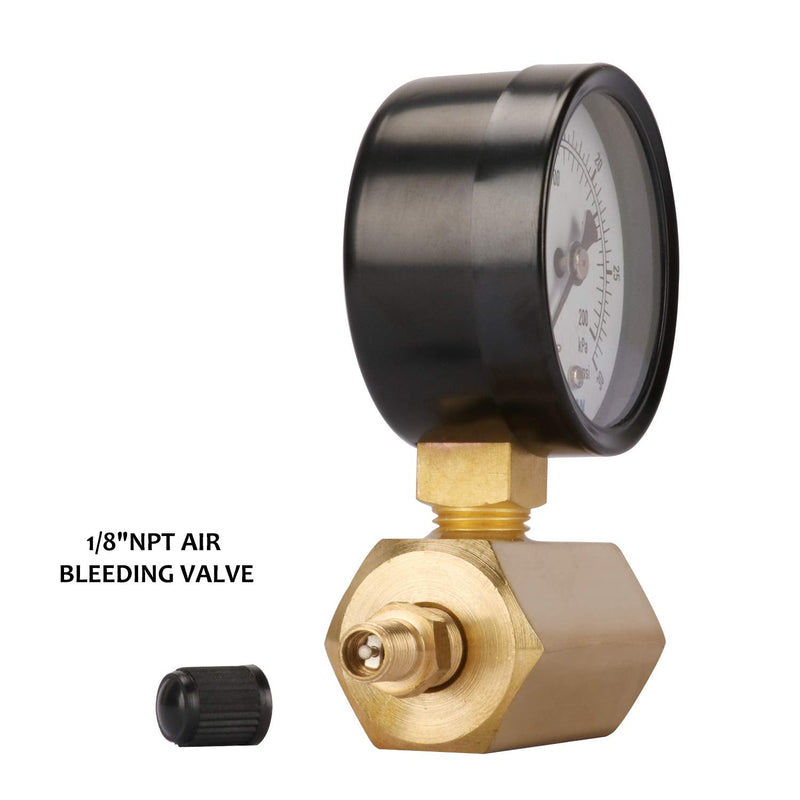 MEASUREMAN 2" Brass Gas Pressure Test Gauge Assembly, 3/4" FNPT Connection, 0-30 psi/kpa, +/-3-2-3% Accuracy 0-30psi/kpa Brass body