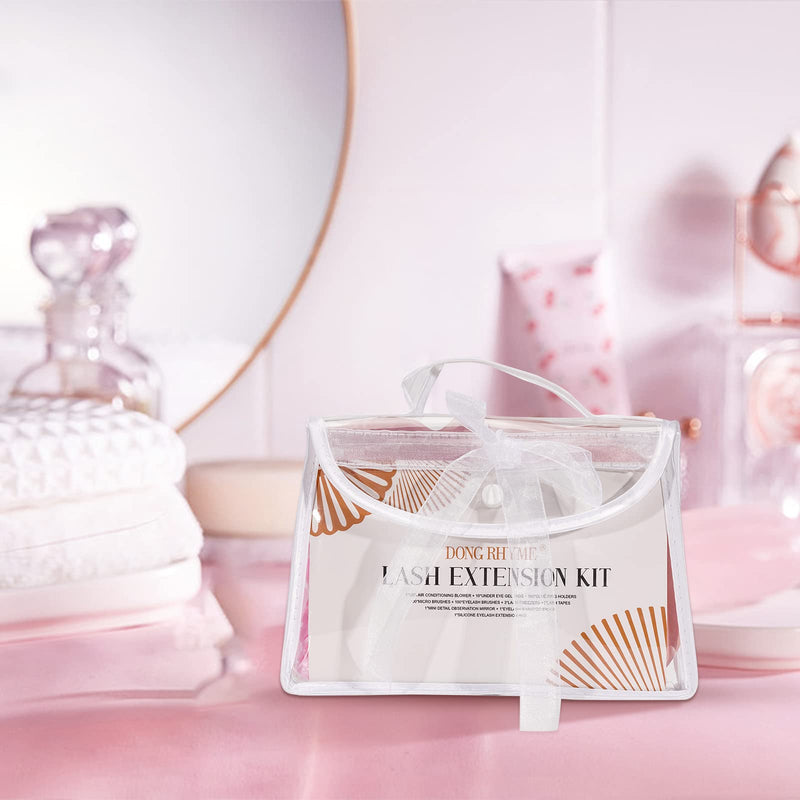 320 PCS Lash Extension Supplies, USB Mini Portable Air Conditioning Blower Handheld Dryer Fan Rechargeable Mini Mirror, Tapes, Tweezers, Eyelash Brushes, Micro Brush in Organizer Bag