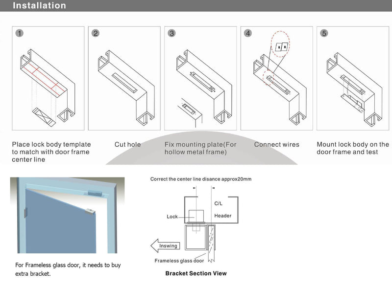 Electric Drop Bolt Lock Deadbolt Fail-Safe NC Mode 12V DC for Narrow Door Access Control System Fail Safe