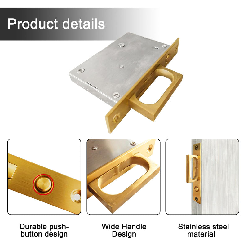 Recessed Finger Flush Pulls with Edge Pull - Suitable for Pocket Door,Closet Door,Sliding Doors, Barn Door Handle Hardware (Gold, 6inch) Gold