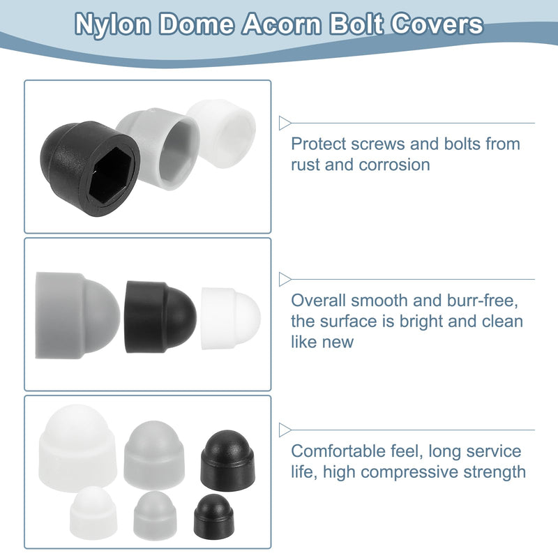 uxcell Nut Protection Cap, 20Pcs M5x8x10mm - Plastic Hexagonal Screw Protection Cap, Dome Acorn Hex Head Bolt Covers, Waterproof Decorative Cap (White) White 20