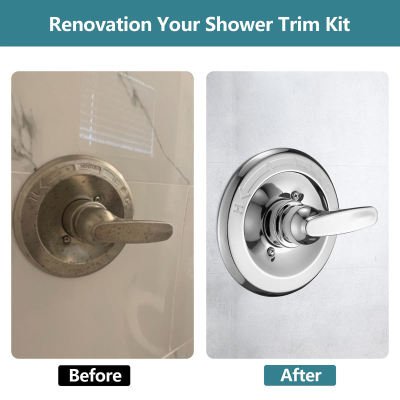 Shower Trim Kit Compatible with Delta 13/14 Series, Shower Cover Plate with Handle (Valve& Catridge Not Inclued), Chrome 1