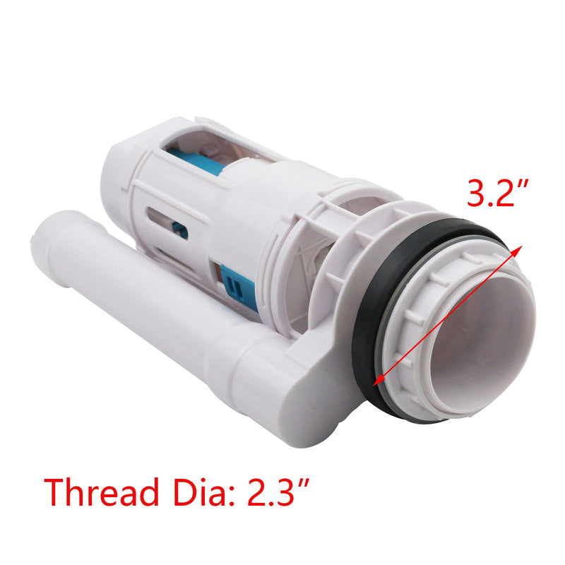 T Tulead Toilet Flush Valve Dual Flush Valve Toilet Repair Kit Toilet Tank Parts 8.27" Height, 2.3-Inch Drain Hole, Fit for 2-Piece Toilet (Not for One Piece Toilet) H: 8.27"