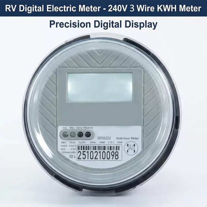 240V Digital Electric Submeter, 1P3W (2 Hot wire, 1 Neutral) KWH Watt Meter, CL200 4-Jaw Electricity Usage Monitor, Large LCD Backlight Display for Home & RV Power Consumption Monitoring 240V