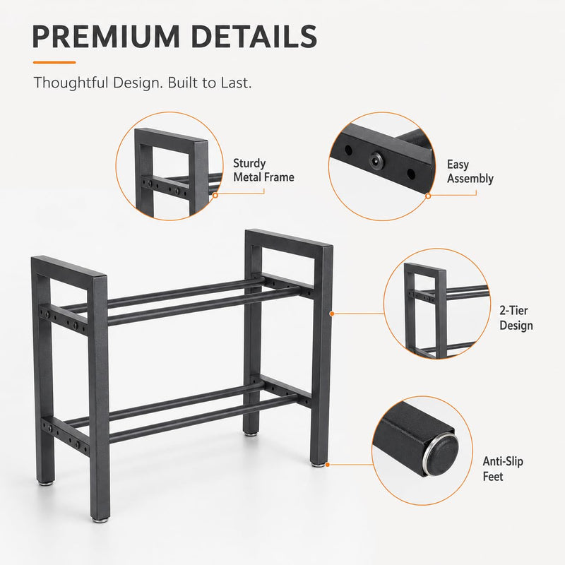 2-Tier Filament Storage Rack, Metal Rolling Spool Holder Stand, 3D Printer Filament Organizer Shelf for Tabletop,Holds up to 12×1kg Spools-Anti Slip- Ideal for Home, Office, Workshop