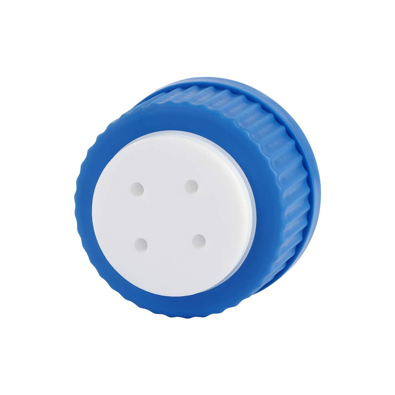 Blue GL45 4-Port Safety Filling Cap with Four Holes for Glass Bottles, 1/8 Inch OD Tubing, Complete Kit (Case of 4)