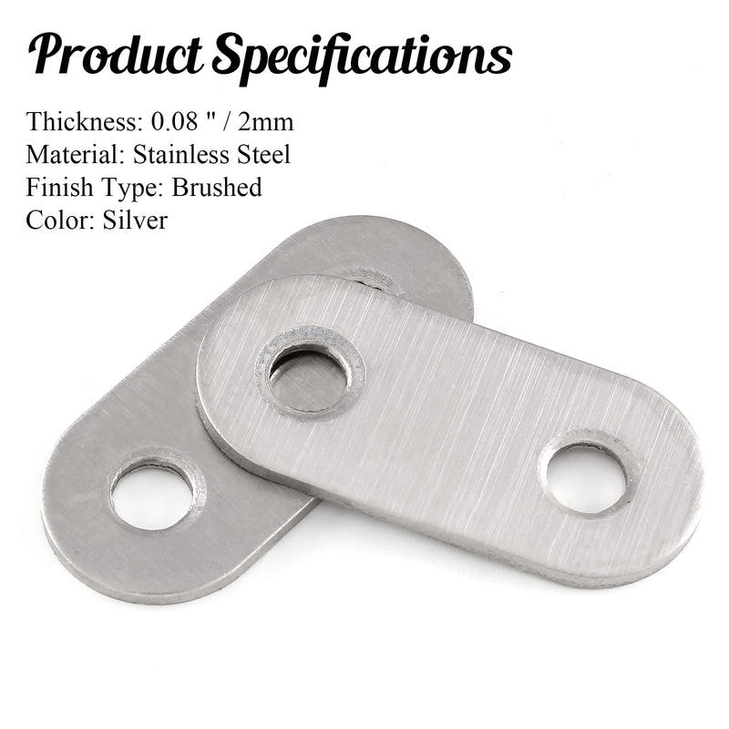 Bivethoi 20pcs Flat Straight Brace Bracket 1-1/2 Inch Brace Plate Connector, Stainless Steel Mending Plates Small Flat Bracket with Screws, Heavy Duty Straight Brace for Wood Cabinet (Silver) Flat Straight, 1-1/2 Inch