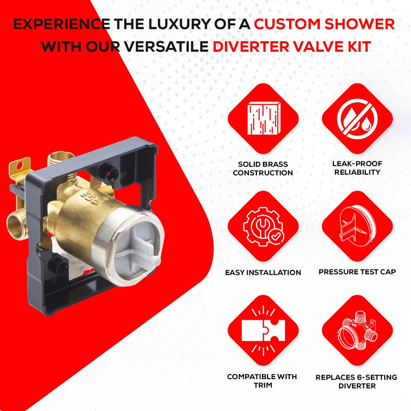 R10000 UNBXHF Shower Valve Body for Shower Faucet Trim Kits, Single or Dual Function Shower, Rough in Valve, Brass Body (R10000-UNBXHF) R10000-UNBXHF