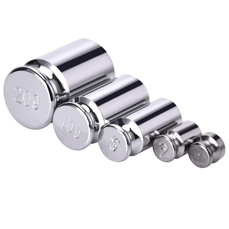 5PCS Gram Calibration Weight 1g 2g 5g 10g 20g Chrome Plating Calibration Gram Scale Weight Set Kit for Digital Scale Balance Jewellery Scale Balance Home Tool