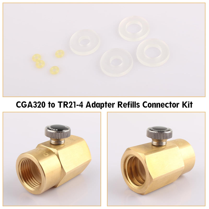 Soda Refill Bottle Co2 Adapter Refills Connector Kit for CGA320 to TR21-4,Soda Machine Soda Bottle Adapter Connector Adapter Accessories Replacement for (CGA320 to TR21.4)