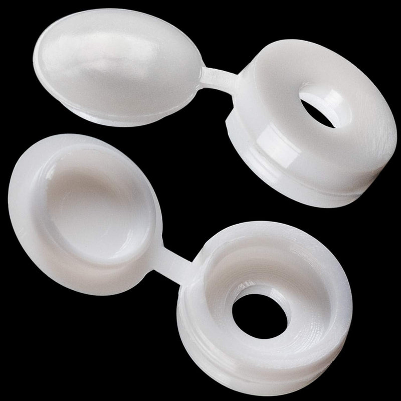 PAGOW 50 Pcs Plastic Hinged Screw Cover Caps, Fold Snap Washer Flip Tops Protection (White) 50pcs white