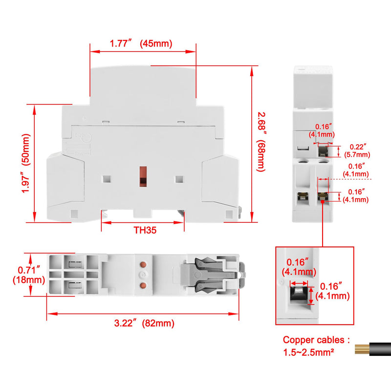 Heschen Household AC Contactor, CT1-16, Ie 16A, 2 Pole, 2 NO, Two Normally Open, 35mm DIN Rail Mount (DC12V Coil Voltage) DC12V Coil Voltage