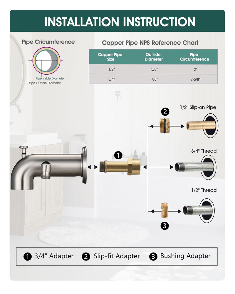 Tub Spout with Diverter, Bathtub Spout for Hand Shower,Brushed Nickel Without Handheld Brushed Nickel