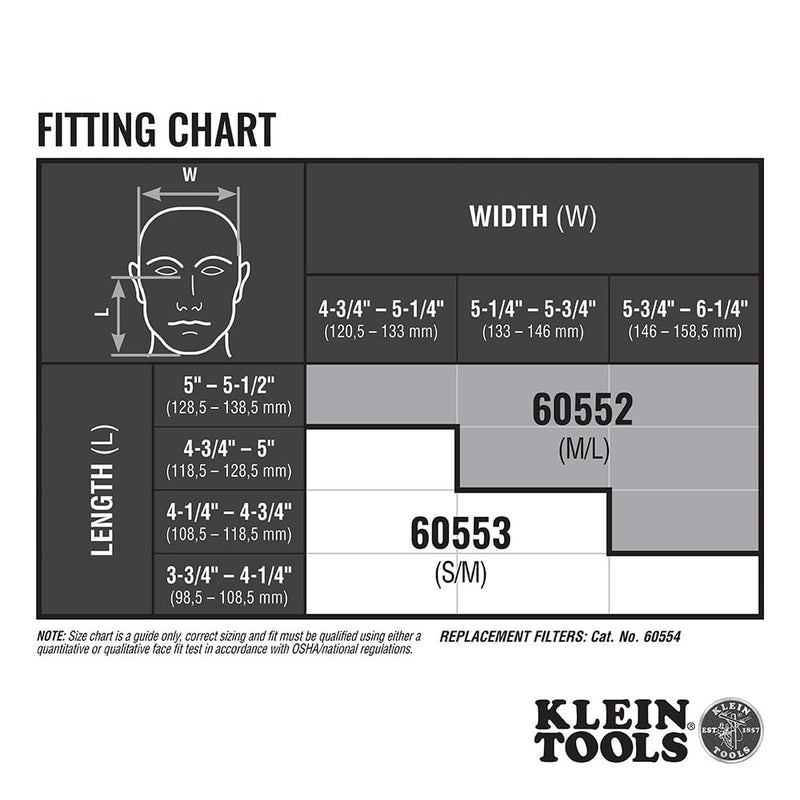 Klein Tools 80180 Reusable P100 Half-Mask Respirator with 4 Replaceable Filters for Dust, Metal Fumes, and Oil Mist, M/L