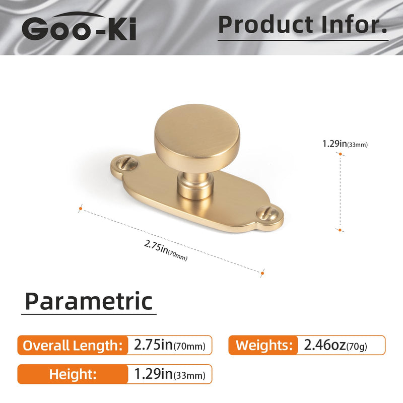 Goo-Ki 6 Pack Cabinet Knobs Champagne Bronze Drawer Knobs with Plate Zinc Alloy Kitchen Hardware - Single Screw Cabinet Pulls Solid Dresser Handles with Spacer
