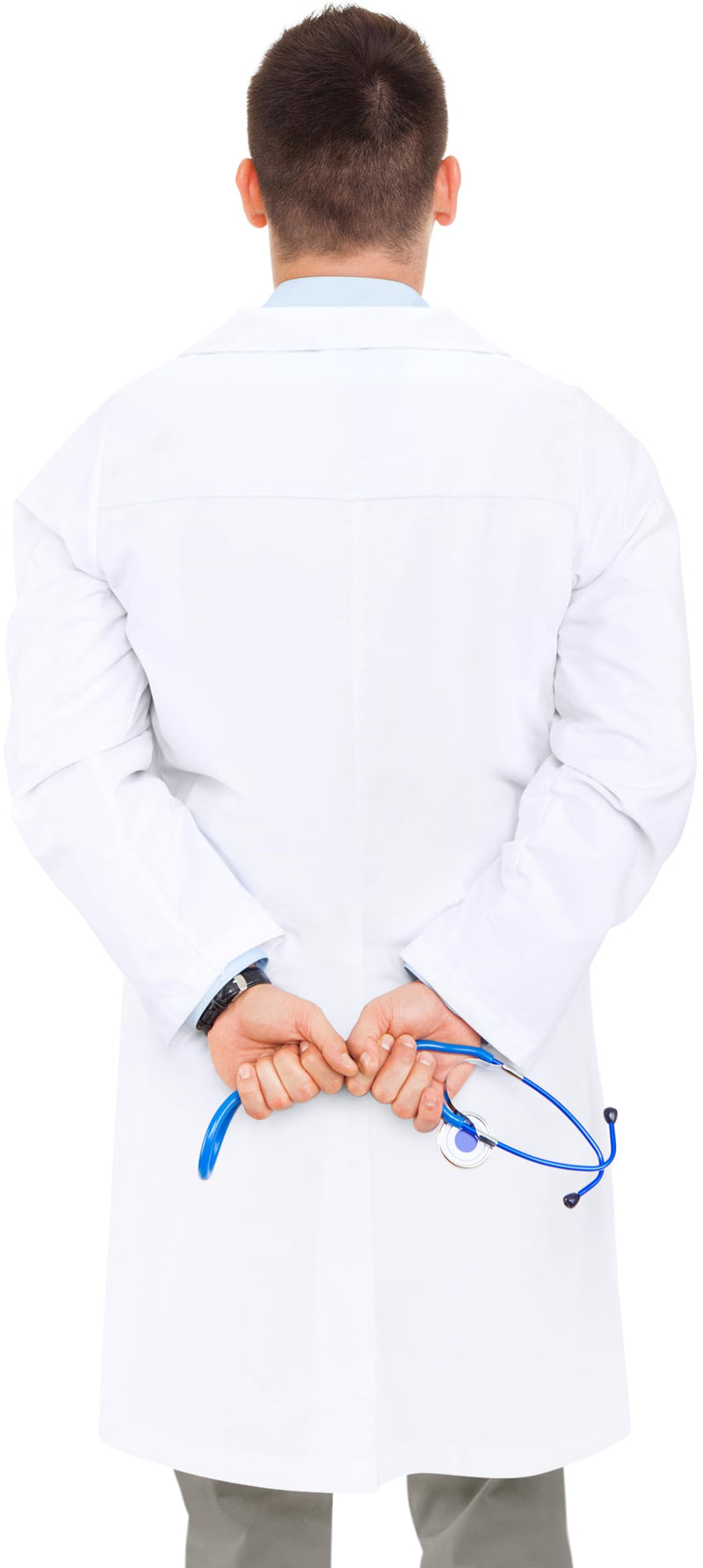 NY Threads Professional Lab Coat for Men Long Sleeve Poly Cotton Medical Coat Large (Pack of 1) White