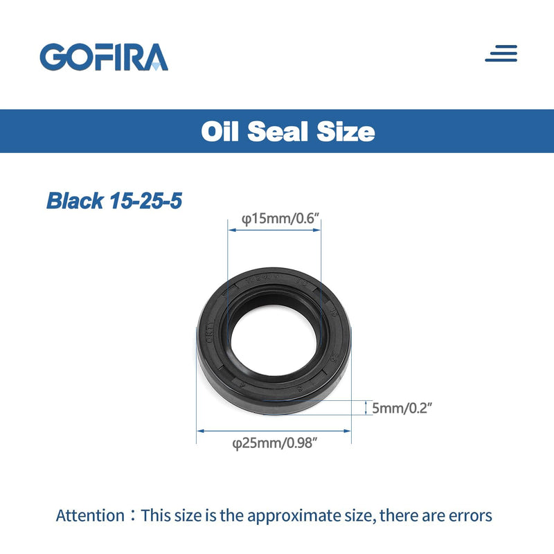 2Pcs Oil Seal 15mm x 25mm x 5mm in High-Concentration Nitrile Rubber Material Double Lip with Spring for CFmoto Cforce Zfore Ufore 500 600 800 950 1000 OEM Parts Number:0180-065002 15 x 25 x 5 2Pcs