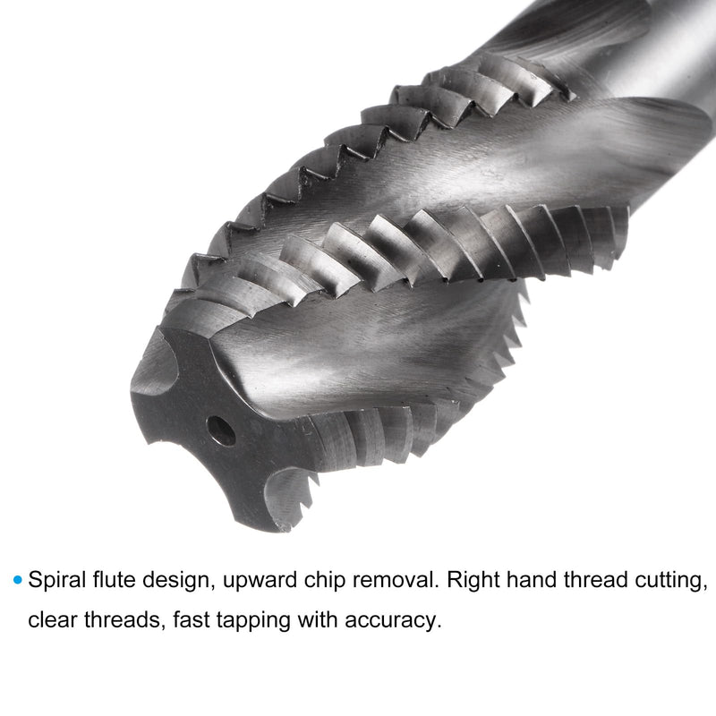 uxcell Spiral Flute Taps, 1-8 UNC 2B High Speed Steel (HSS) Uncoated Machine Thread Milling Threading Screw Tap 4 Flutes Tapping Tool