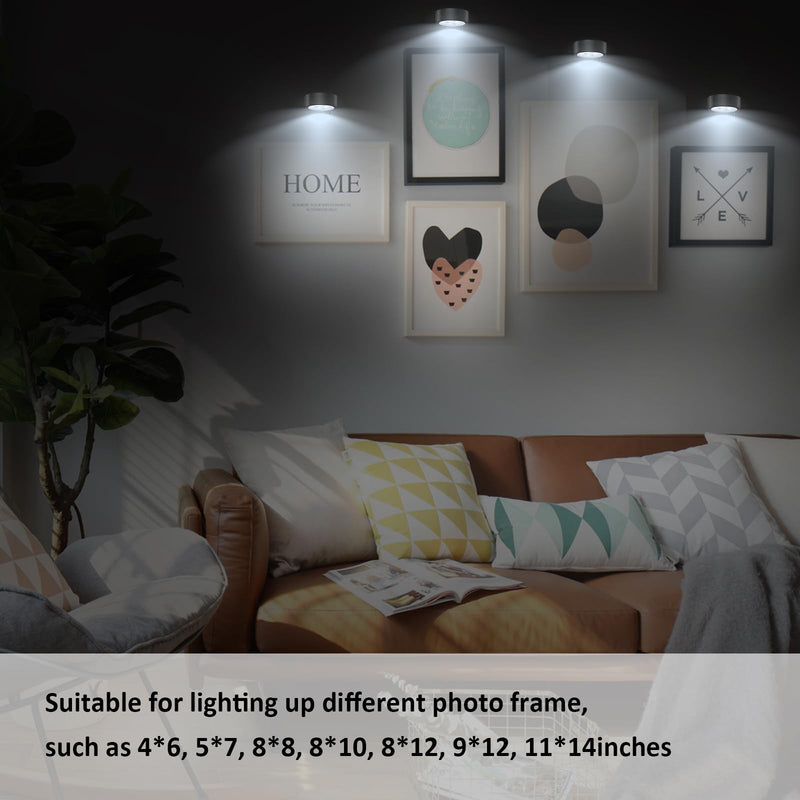 3Pcs Battery Operated Picture Light, Magnetic Painting Light with Remote, Dimmable Timer Art Display Light with 3 Light Modes for Dartboard Frame Picture Portrait,Wireless Wall Decor Puck Lights Black