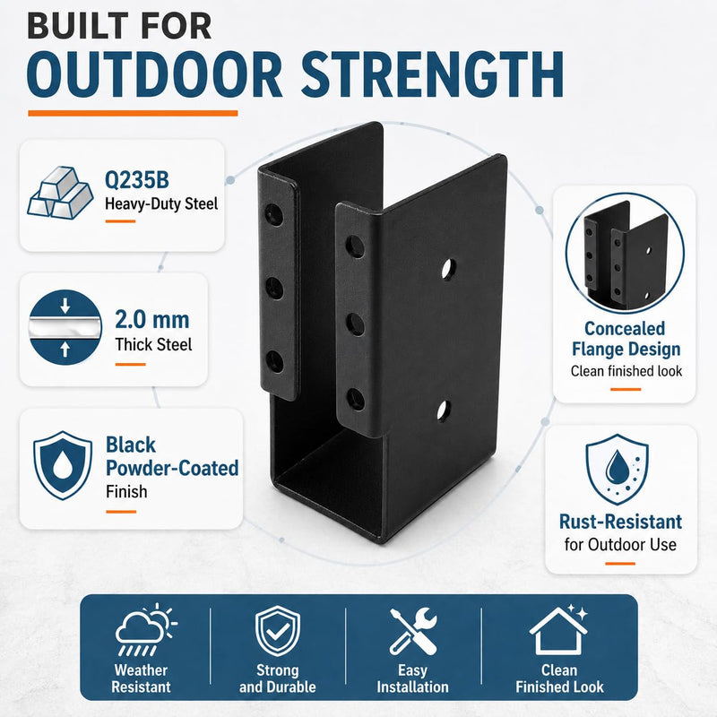 (40PCS) Concealed Joist Hangers 2"x4" Outdoor Hidden Flange Bracket, Q235B Heavy Duty Steel Powder Coated Joist Support, Rustproof Deck Beam Railing Bracket for Pergola, Swing, Handrail, Fence 40PCS