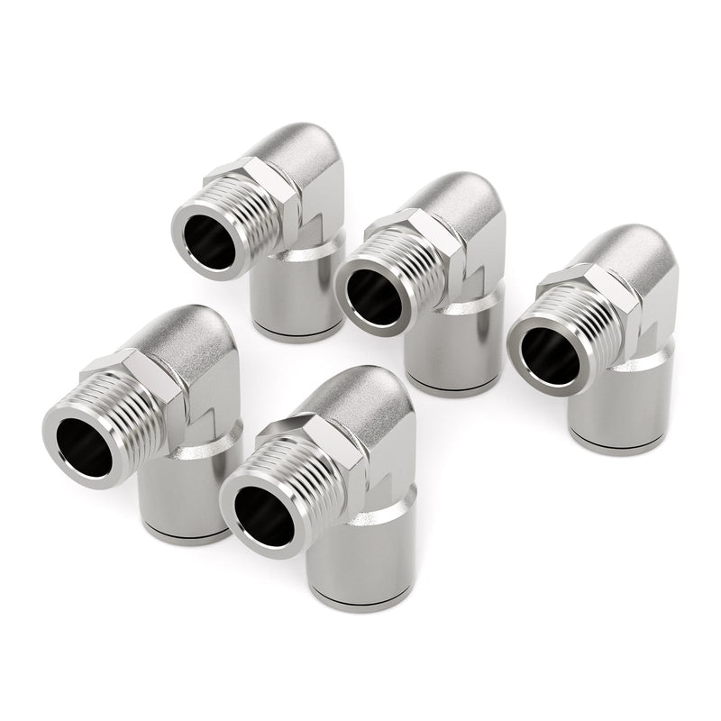 TAILONZ PNEUMATIC 304 Stainless Steel Male Elbow - 3/8 Inch Tube OD x 3/8 Inch NPT Thread 90 Push to Connect Tube Fitting PL-3/8-N3 (Pack of 2) 3/8''OD 3/8''NPT
