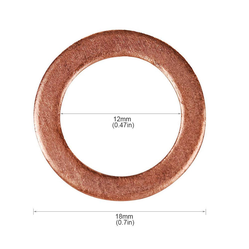 HIFROM 25pcs M12 Copper Washers Flat Ring Sump Plug Oil Seal Gasket Sealing Fitting Washers - NewNest Australia