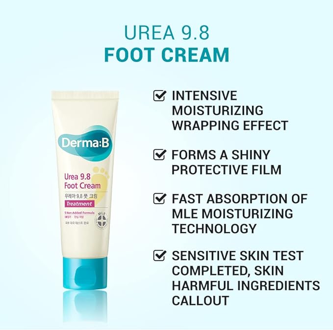 Derma B Urea 9.8 Foot Cream, 2.8 fl oz (80 ml), Dermabie, Foot Care, Heel Care, Heel Cream, Derma: B, Korean Body Care, Moisturizing Care - NewNest Australia
