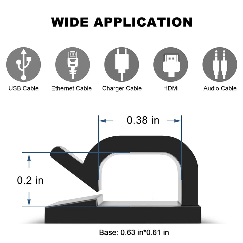 100 PCS Adhesive Cable Clips (Small, White&Black), Upgraded Wall Wire Holder Cord Organizer for Cable Management Under Desk, Light Clips Hooks for LED, Car Dash Cam, USB Cable Small Blank&white