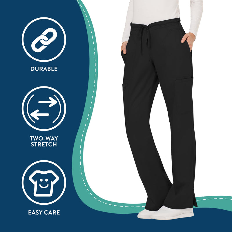Scrubs for Women Workwear Revolution, Drawstring Scrub Pants, Soft Stretch WW120 Small Black