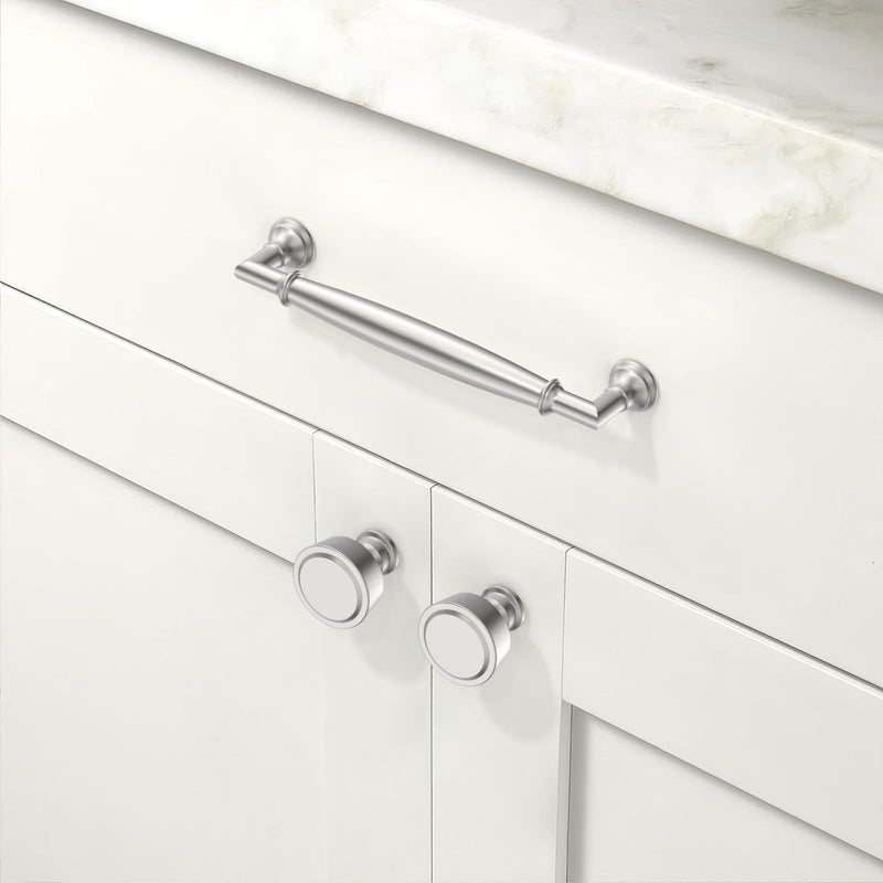10 Pack Brushed Satin Nickel Cabinet Pulls 1.2 Inch(30mm) Kitchen Cabinet Handles Cabinet Hardware for Drawer Pulls Single Hole Knob 10