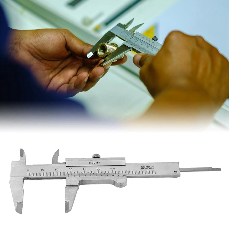 Vernier Caliper, 3" Stainless Steel Caliper Measuring Tool,0‑50mm Manual Micrometer with Storage Bag for Mechanical Tools