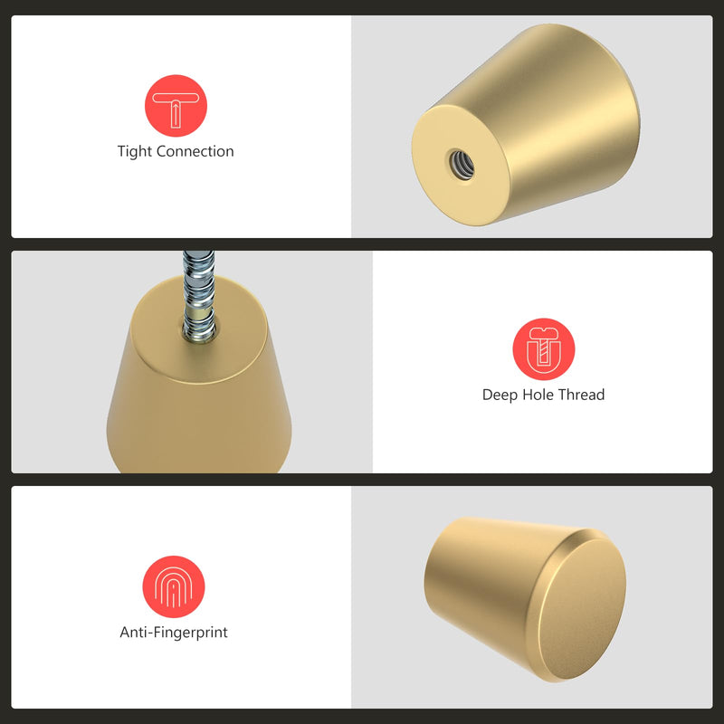 homdiy 10 Pack Gold Cabinet Knobs Brushed Brass Dresser Drawer Knobs Round Gold Kitchen Cabinet Hardware Matte Gold
