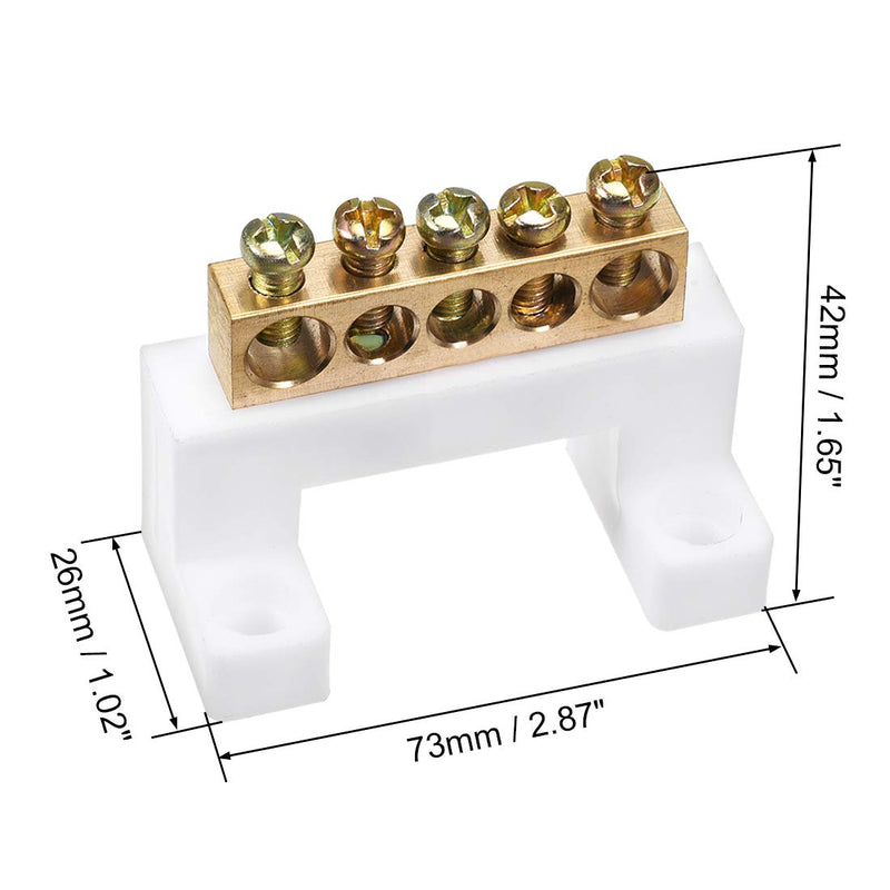 uxcell Copper Screw Terminal Block Connector Bar 100A Double Row Bridge Shape Ground Wire 5 Positions 3 Pcs