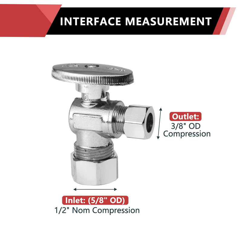 10Pcs EFIELD Angle Stop Valve 1/2"Nominal(5/8"OD)Comp x 3/8"OD(VALVE119-10) Pack of 10