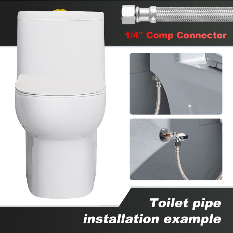 Toilet hose,16Inch 6PACK Toilet Water Supply Line,Braided Stainless Steel ⅞" Ballcock by ⅜ " Compression 16 inch - Toilet Hose (6-Pack)