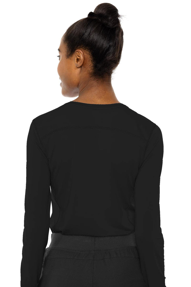 Med Couture Women's Underscrub Top Long Sleeve Performance Knit Tee, 360° Stretch, Lightweight & Ultra Soft Fabric - MC8499 Medium Black