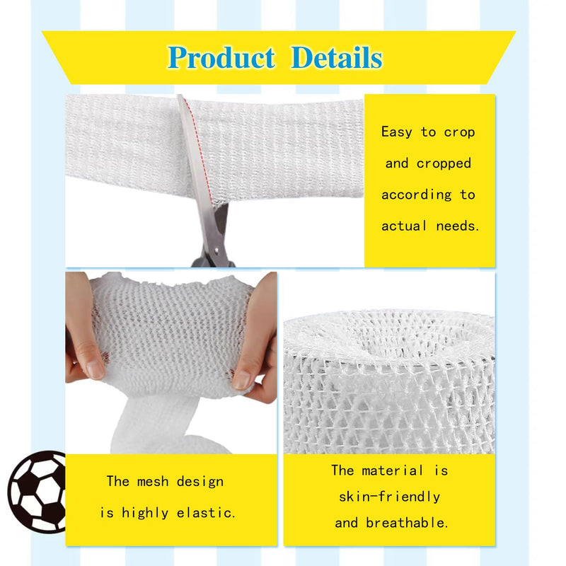 2 Roll Tubular Bandage, Stretch Dressing Retainer Tubular Webbing, Tubular Gauze Stockinette Tubing for Legs, Stretch Netting for Wound Care Without The Use of Adhesive Tape (2 Sizes) White