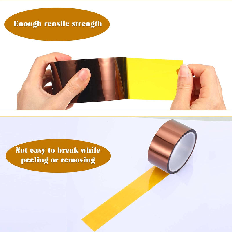 Outus 2 Rolls Heat Tapes High Temperature Tape Sublimation Tape Heat Transfer Tape Heat Resistant Tape Polyimide Tape for Electronics 3D Printers DIY Crafts (Dark Brown,50 mm Wide) 50 mm Wide Dark Brown - NewNest Australia