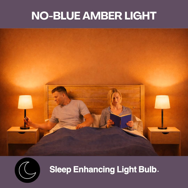 Norb Everyday Sleep Light Bulb - No Blue, Amber LED, 2000K Nighttime Lighting for Bedroom, Dimmable A19 Bulb Promotes Natural Melatonin & Circadian Rhythm for Babies, Kids, Adults, 6W (2-Pack)