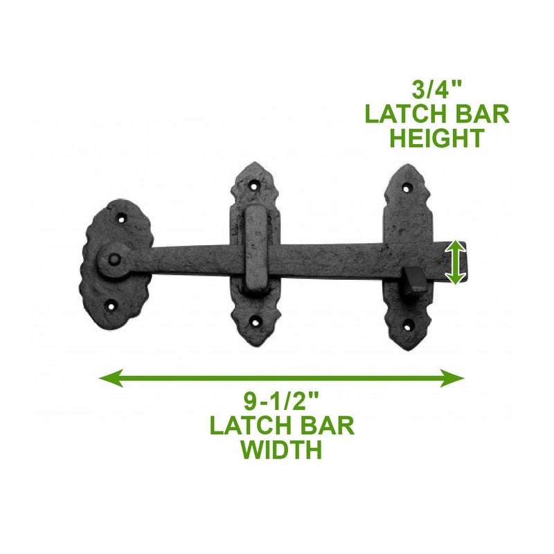 Renovators Supply Manufacturing Gate Latch Lock 6 in. Black Wrought Thumb Latch for Cabinet Doors and Gateswith Mounting Hardware