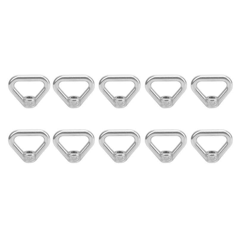 10pcs Lifting Eye Nut, M8 Lifting Eye Threaded Nut 304 Stainless Steel Triangle Ring Fastener Silver