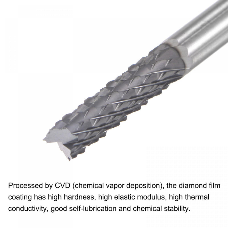 uxcell End Mill CNC Router Bits, 3.175mm x 12mm 1/8" Shank Diamond Film Coated Carbide Engraving Bit Milling Cutter Right Hand for PCB Plastic Fiber Wood 10pcs